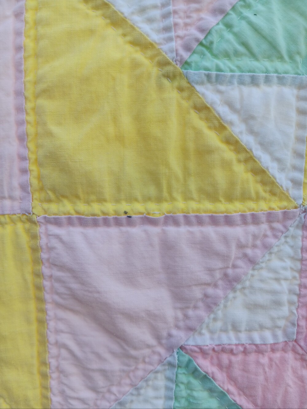 Antique Handstitched Pastel Patchwork Quilt - Picture 8 of 13